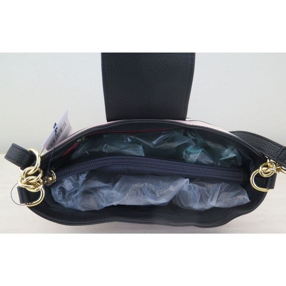 Tommy Hilfiger 69J5583 001 Pink/Black Striped PU Leather Crossbody Bag $108 - Picture 7 of 11